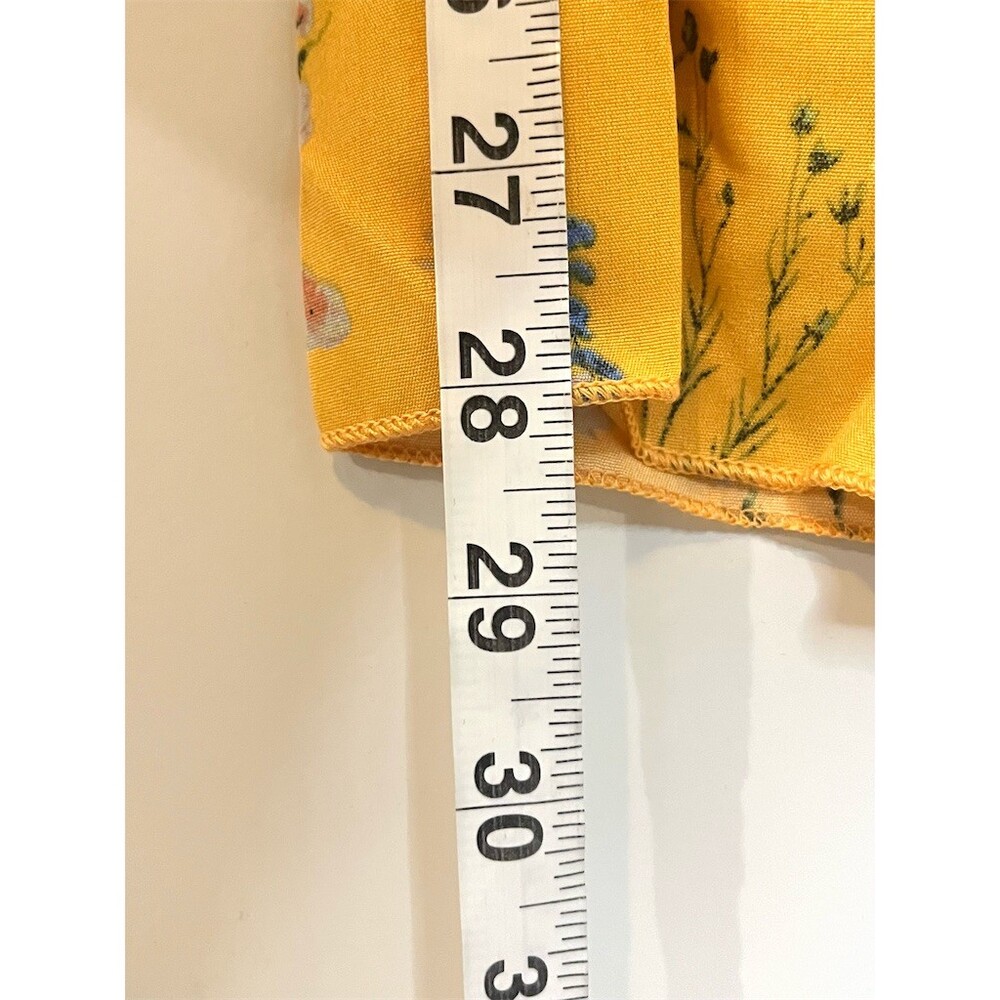 Boho Tiered Wide Leg Palazzo Pants L Mustard Yellow Floral Hippie Cottagecore - Picture 10 of 13